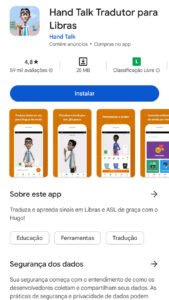 Print Play Store App Hand Talk tradutor para Libras
