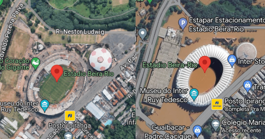 Google Maps mostra antes e depois das enchentes no Rio Grande do Sul